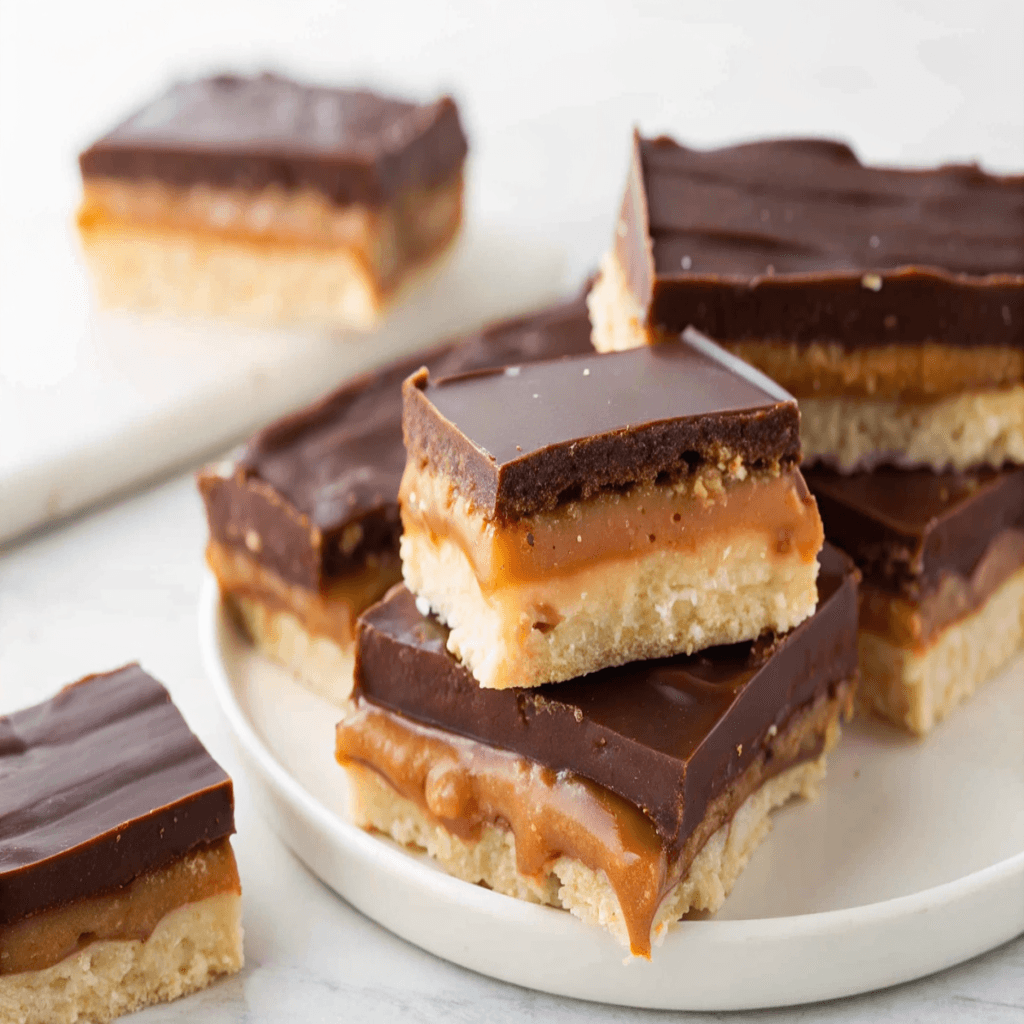 Homemade No Bake Twix Bars: Stunning Caramel Dessert 4 Delicious no bake twix bars featuring caramel and chocolate layers, perfect for dessert lovers